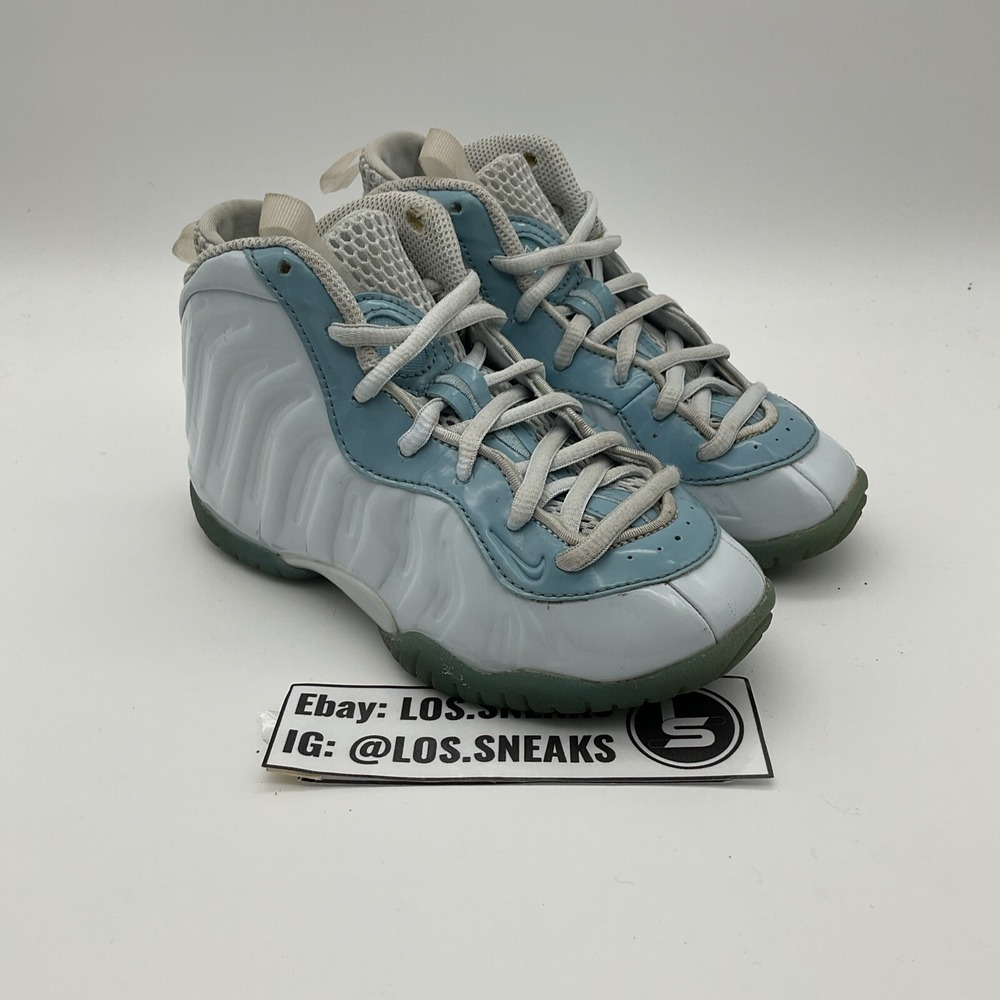 Nike Kids White & Light Blue Foamposite Sneakers - Picture 4 of 8